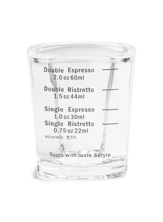 كوب قياس جرعة الإسبريسو - 60 مل/2 أونصة، صب دقيق للإسبريسو المفرد/المزدوج، والريستريتو، وغيرها - علامات سوداء